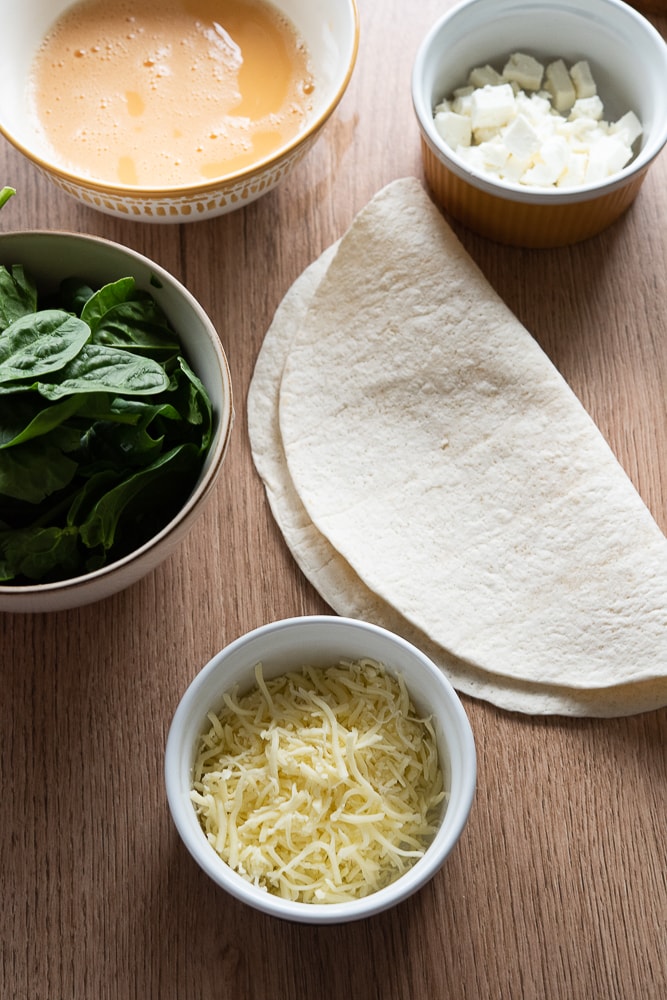 Složení pro tortilla v omeletě